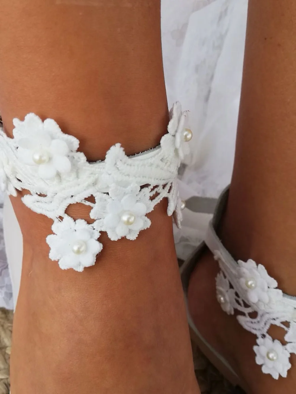 Wedding sandals, bridal , greek sandals, white sandals, pearls , beach sandals - Picture 9 of 12